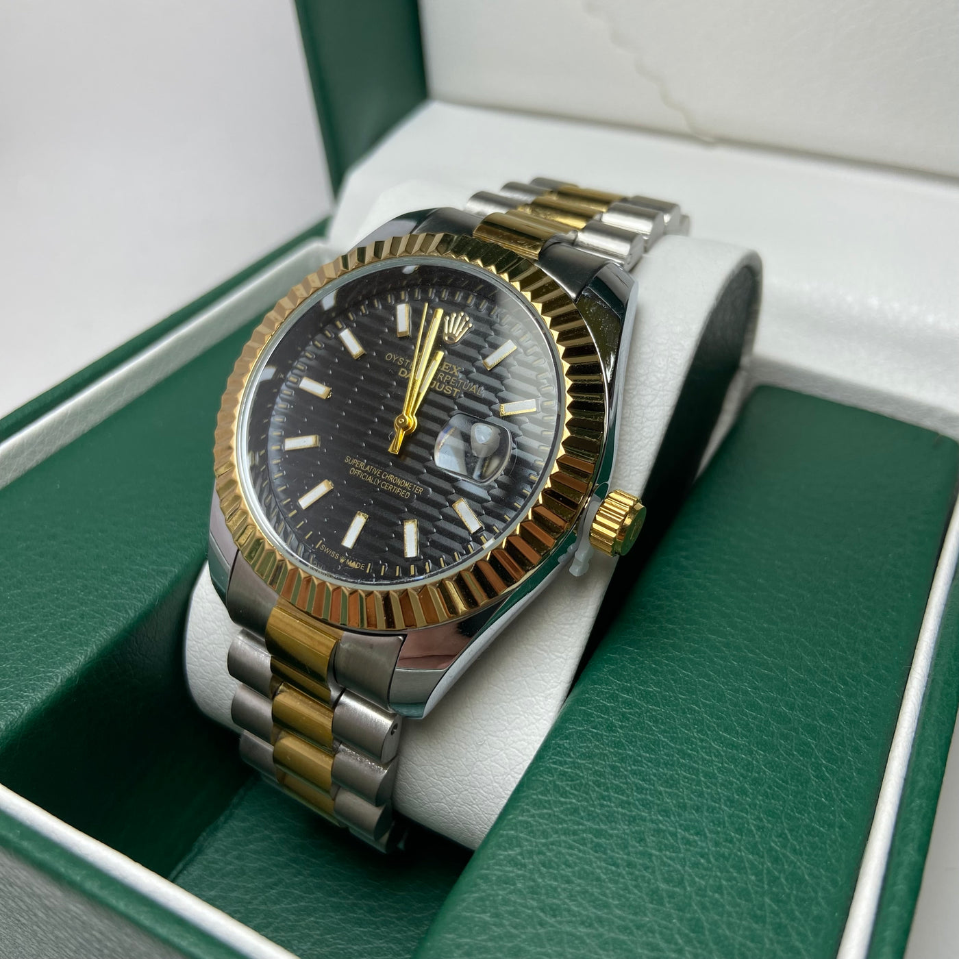 Rolex Date Just For Him - Two-Tone with Black Textured Dial