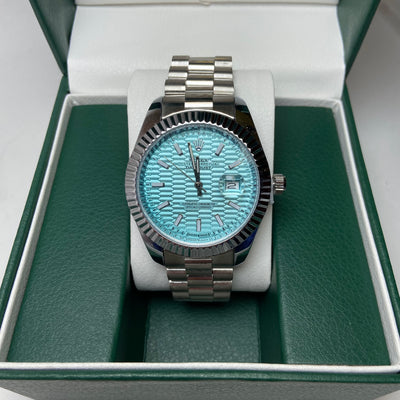 Rolex Date Just For Him - Light Blue Textured Dial