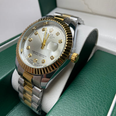 Rolex date just Diamond for Him - Silver Two-Tone