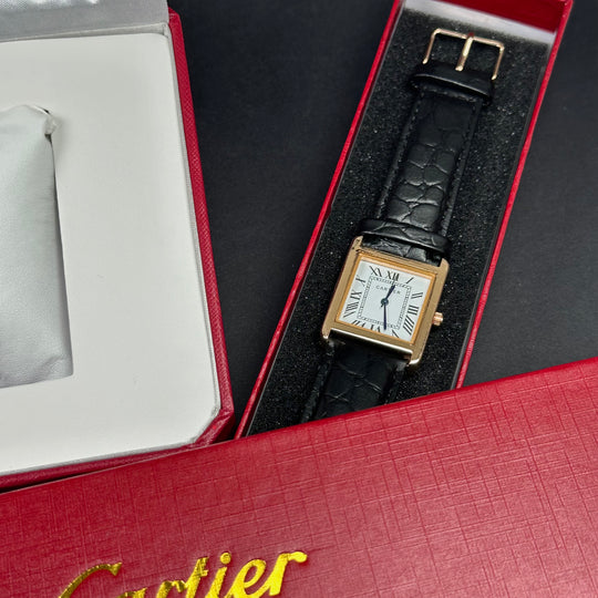 Cartier Tank Leather Must Style For Her – Rose Gold &amp; Black