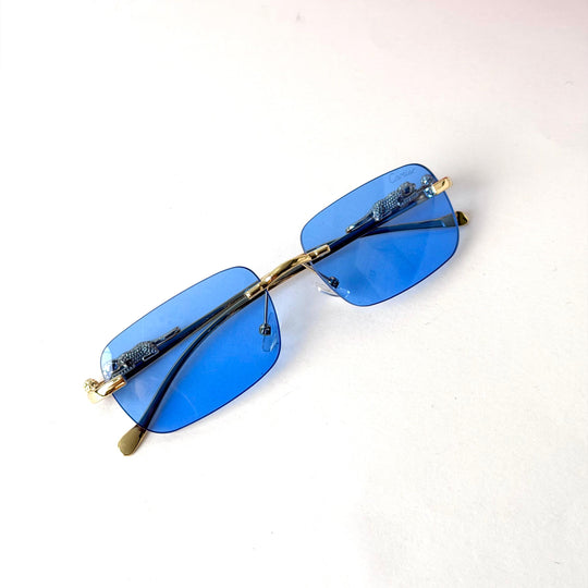 Cartier Rimless Rectangle – Electric Blue Lenses