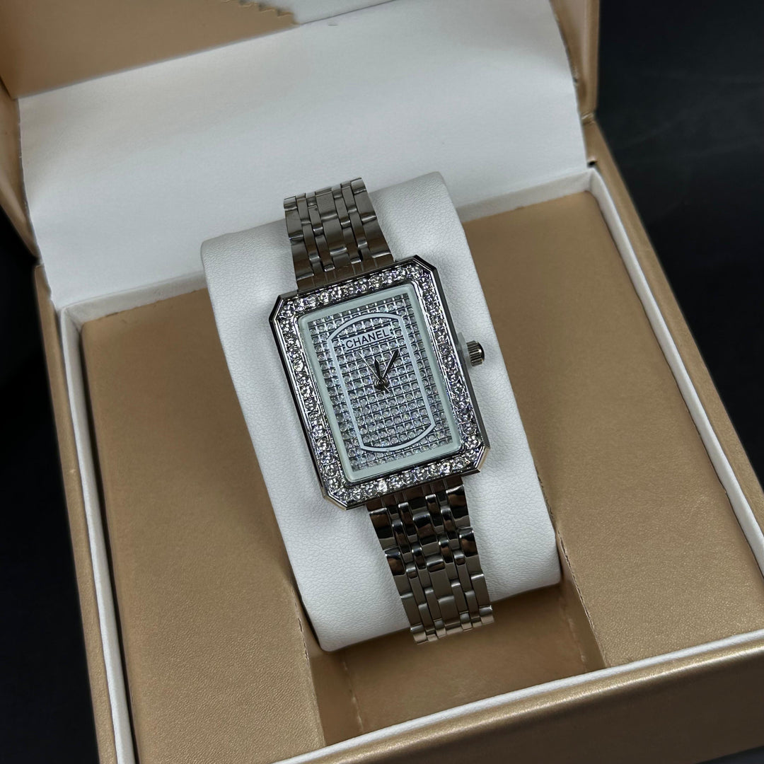 Chanel Crystal Rectangle – Silver White