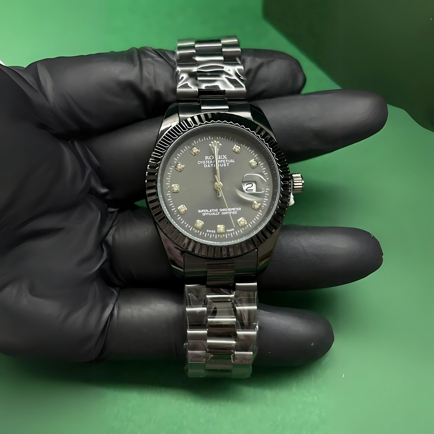 Rolex diamonds oyster Black