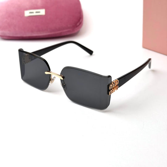 Miu Miu Rimless Rectangular – Black Smoke