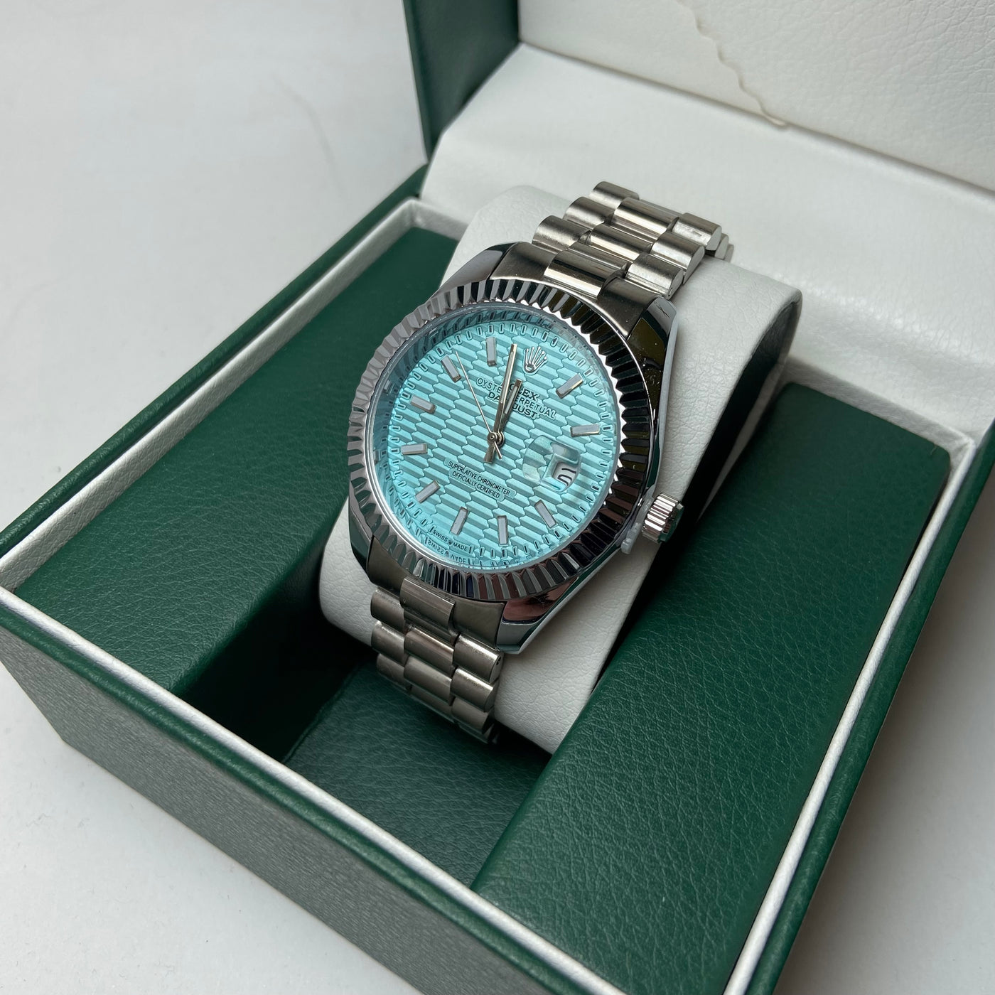 Rolex Date Just For Him - Light Blue Textured Dial