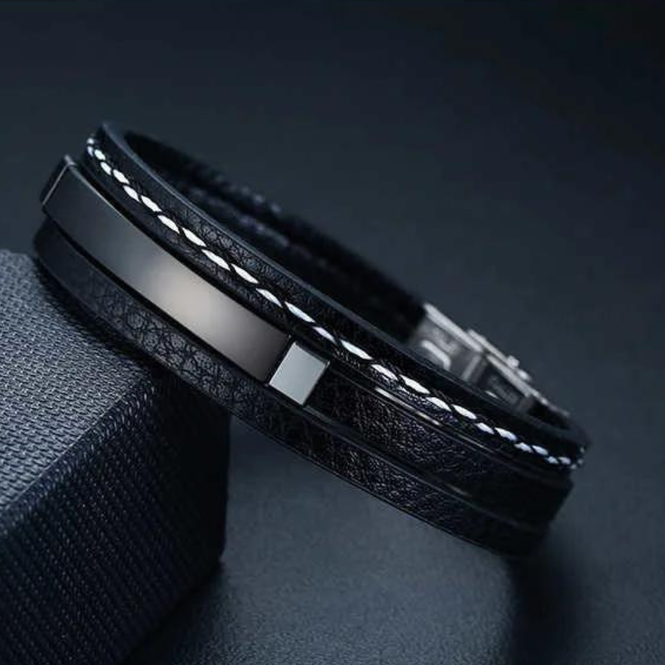 Leather and Steel Bracelet