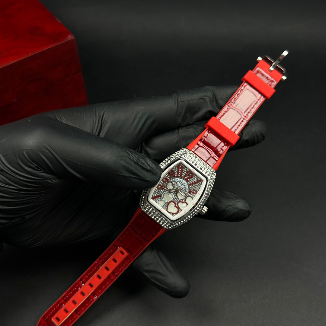 Franck Muller Vanguard Heart For Her – Red &amp; Silver Diamond