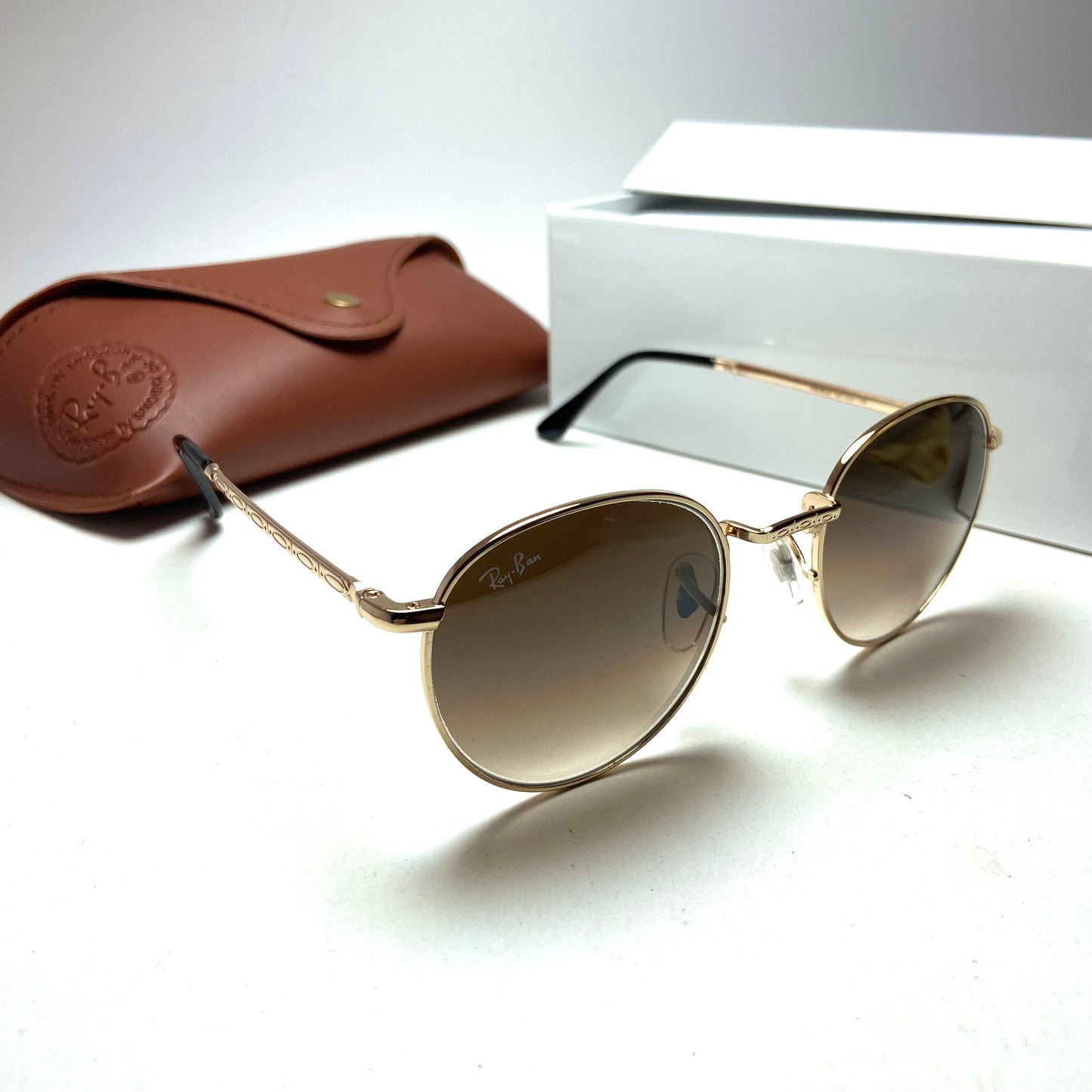 Ray Ban Golden Brown Round Ornate Edition