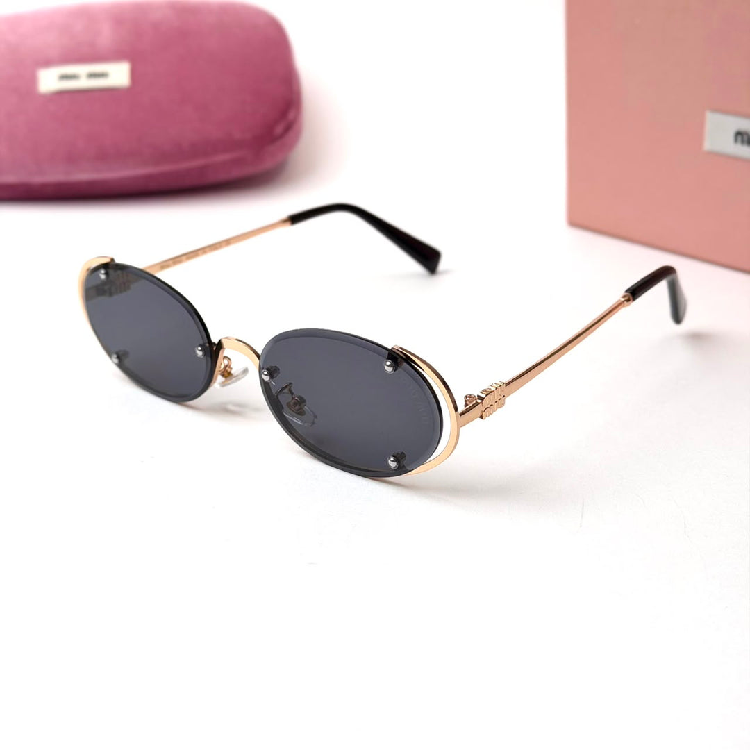 MIU MIU Logo MU A54S – Gold Black Smoke