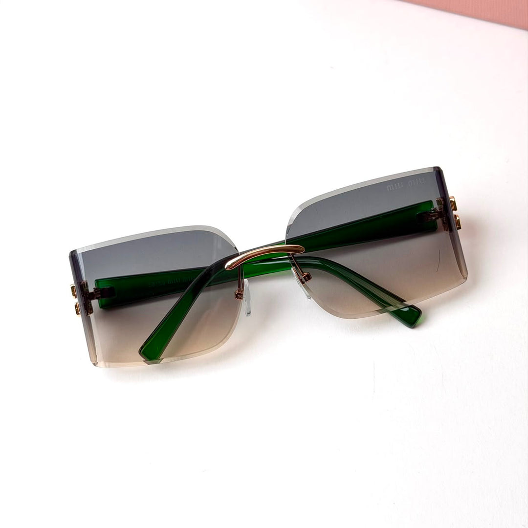 Miu Miu Rimless Rectangular – Green Gradient