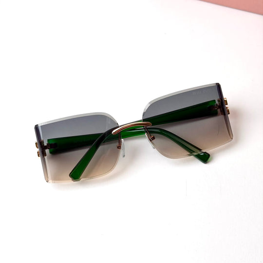 Miu Miu Rimless Rectangular – Green Gradient