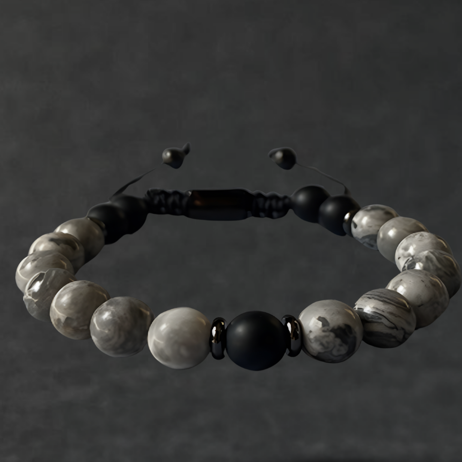 White Marble & Single Black Bracelet