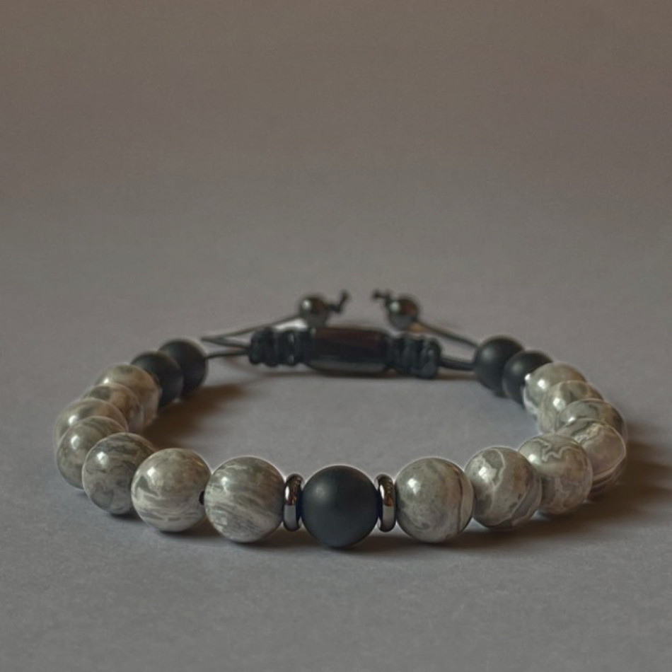 White Marble & Single Black Bracelet