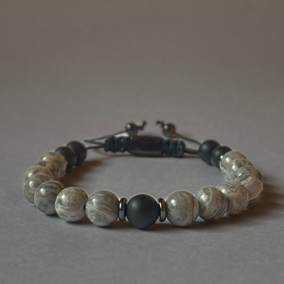 White Marble & Single Black Bracelet