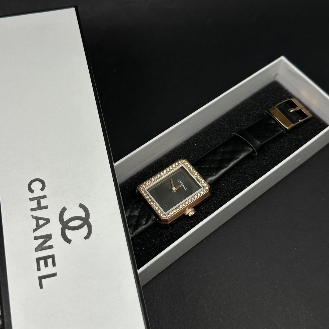 Chanel Crystal Rectangle – Rose Gold Black