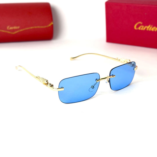 Cartier Rimless Rectangle – Electric Blue Lenses