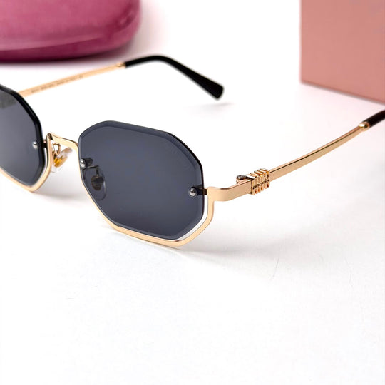 MIU MIU Geometric Octagonal – Gold Black Smoke