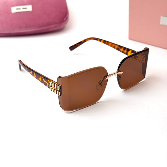 Miu Miu Rimless Rectangular – Brown Tortoiseshell