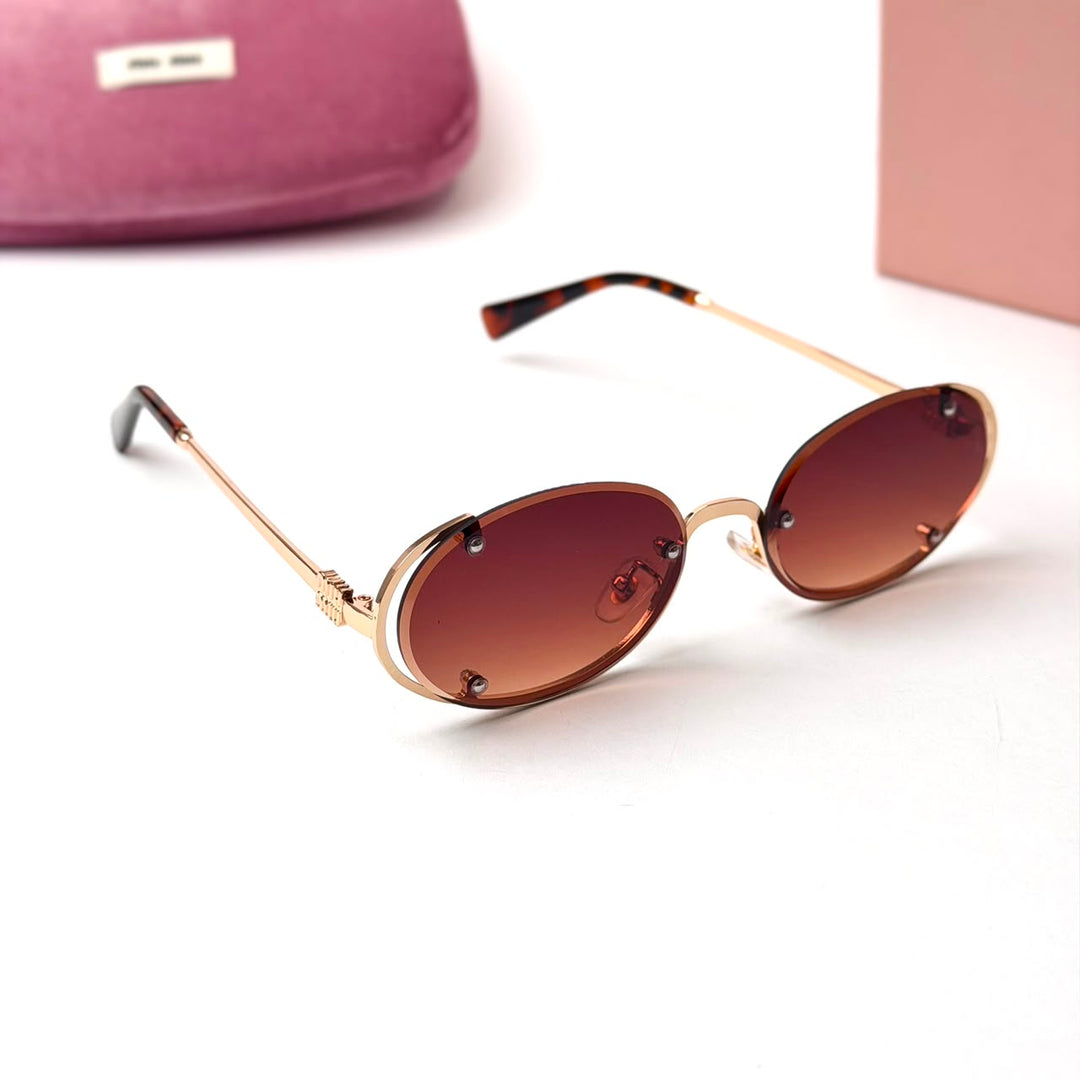MIU MIU Logo MU A54S – Gold Brown Gradient