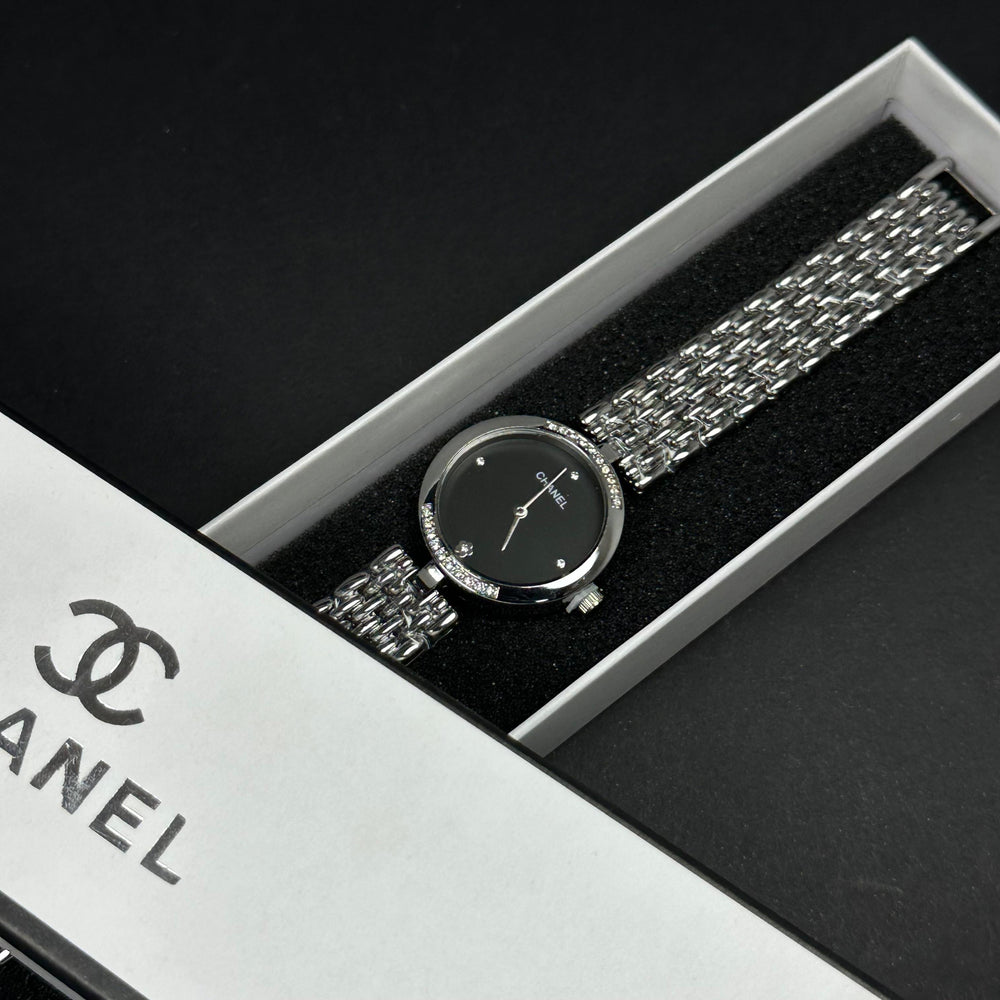 Chanel Crystal Round – Silver Black
