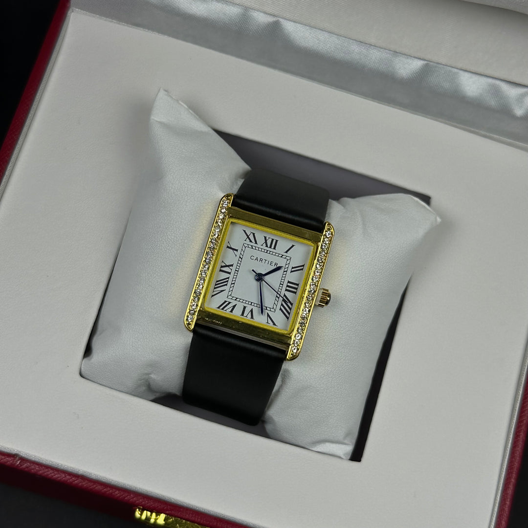 Cartier Tank Leather Must Style For Her – Gold &amp; Black