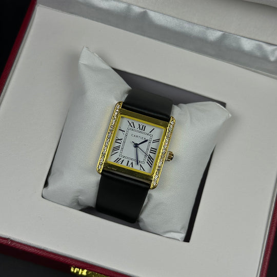 Cartier Tank Leather Must Style For Her – Gold &amp; Black