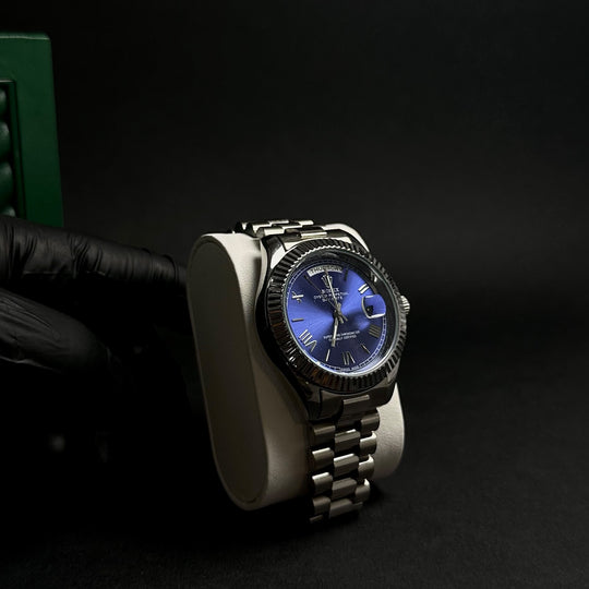 Rolex Day-Date For Him – Blue Sunburst Dial &amp; Fluted Bezel