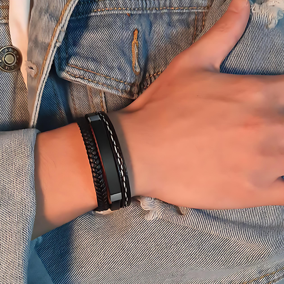 Leather and Steel Bracelet