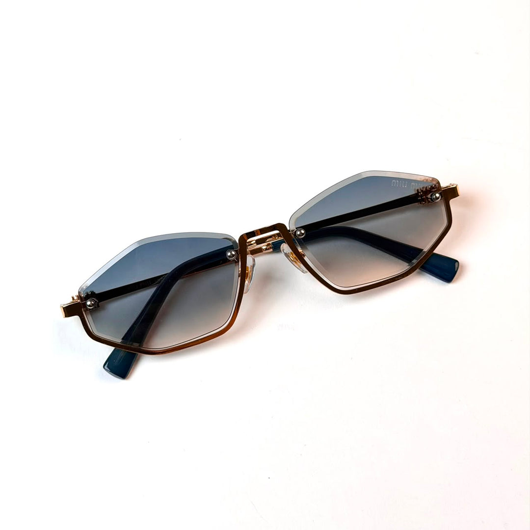 Miu Miu Geometric Rimless – Gold Grey
