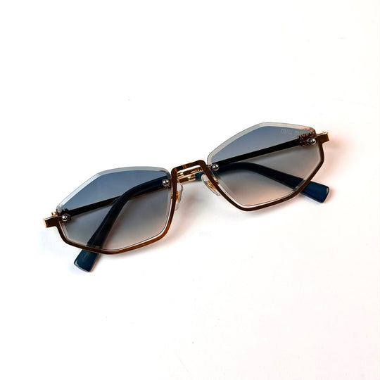 Miu Miu Geometric Rimless – Gold Grey
