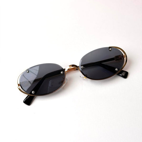 MIU MIU Logo MU A54S – Gold Black Smoke