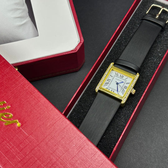 Cartier Tank Leather Must Style For Her – Gold &amp; Black