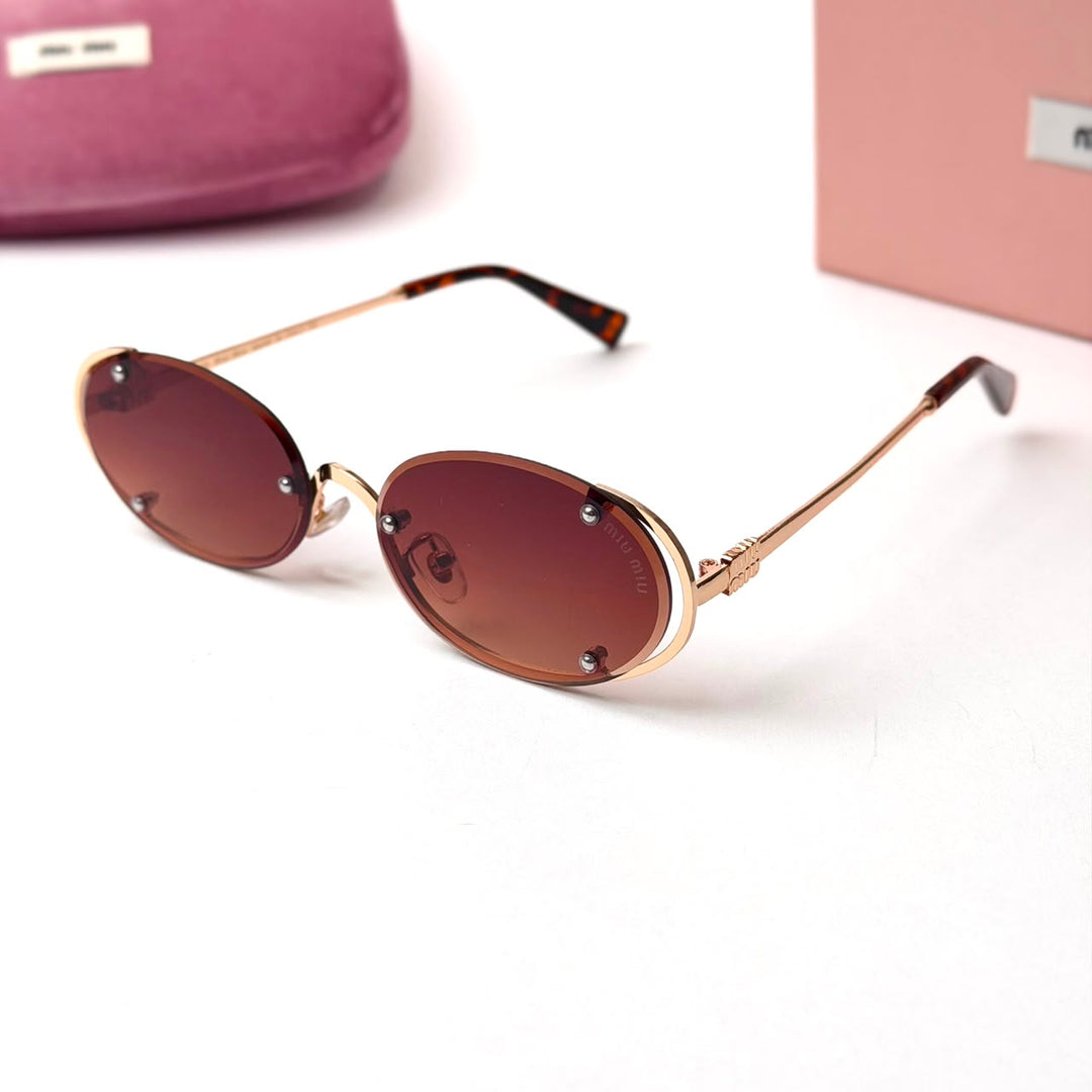 MIU MIU Logo MU A54S – Gold Brown Gradient