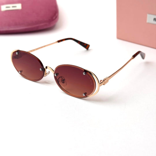 MIU MIU Logo MU A54S – Gold Brown Gradient