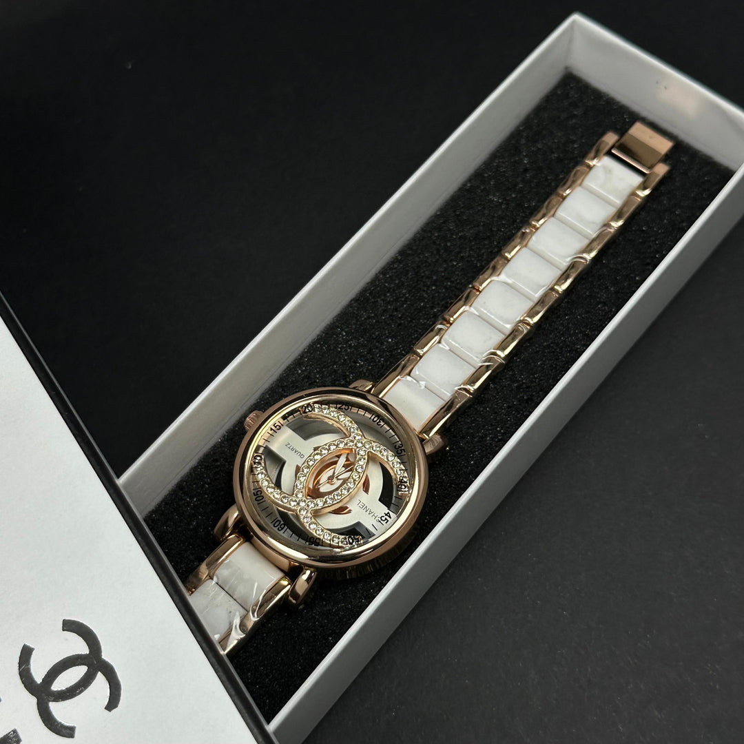 Chanel CC Crystal – Rose Gold White