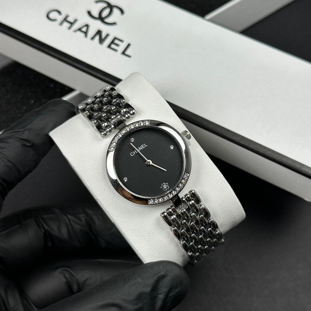 Chanel Crystal Round – Silver Black