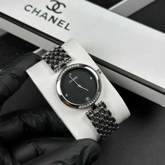 Chanel Crystal Round – Silver Black
