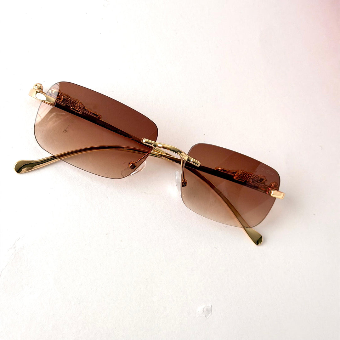 Cartier Rimless Rectangle – Brown Gradient Lenses