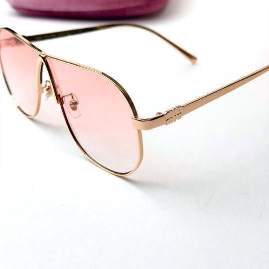 Miu Miu MU A56S Aviator – Gold Pink