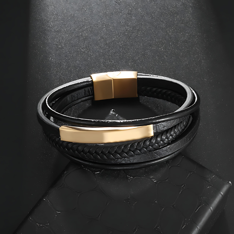 Men's Leather Wristband Bracelet