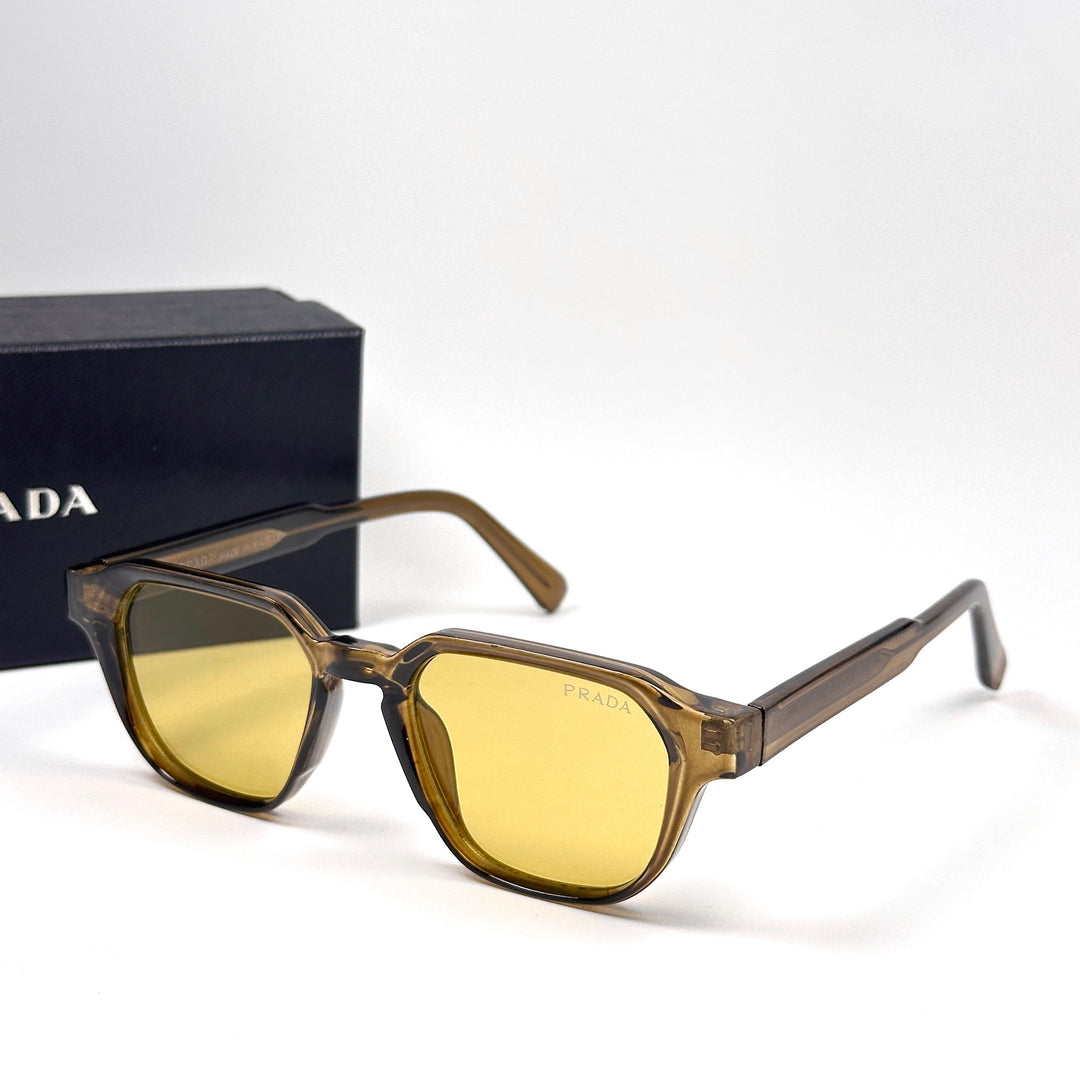 PRADA Symbole Square – Transparent Brown Yellow