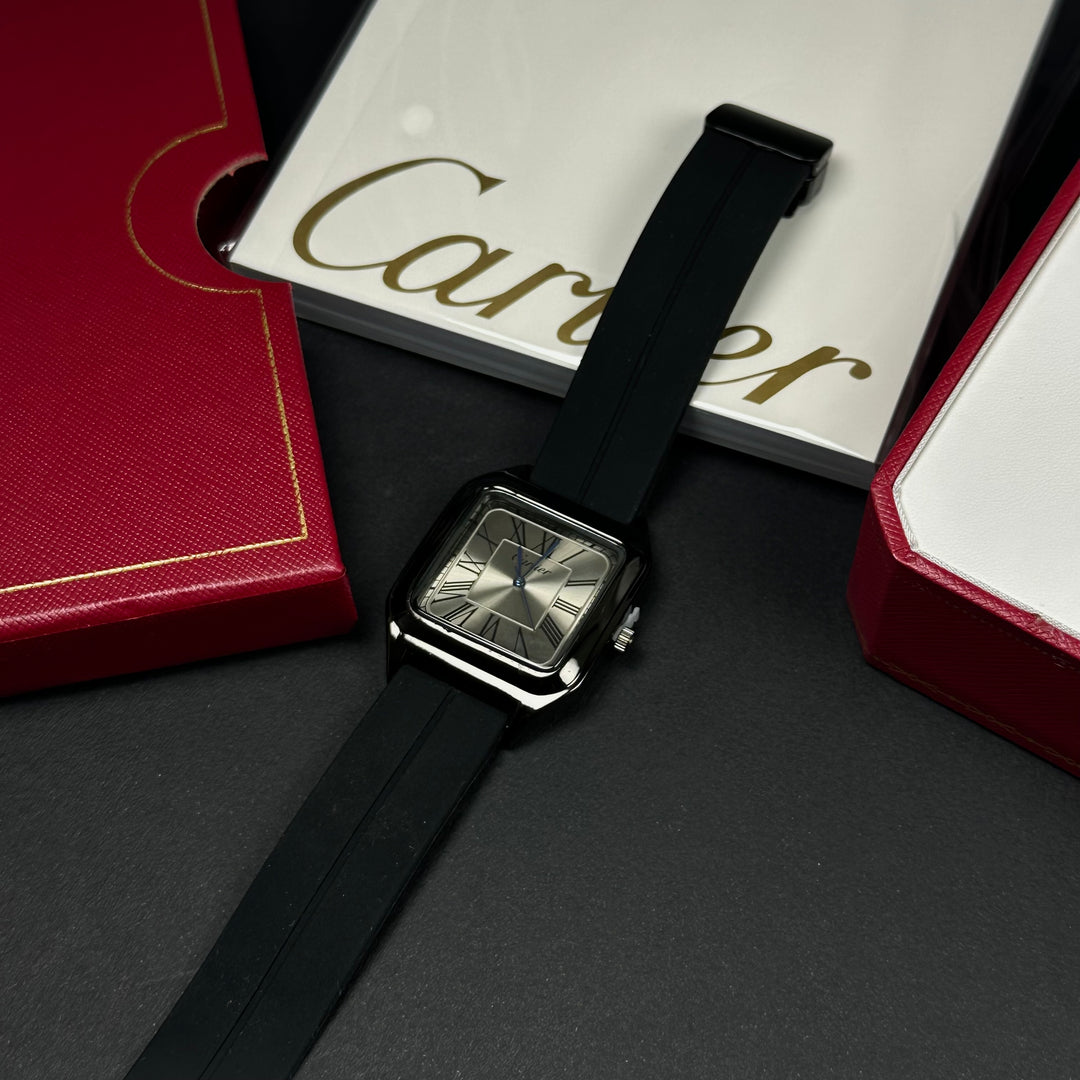 Cartier Rubber Tank For Him – Black &amp; Silver