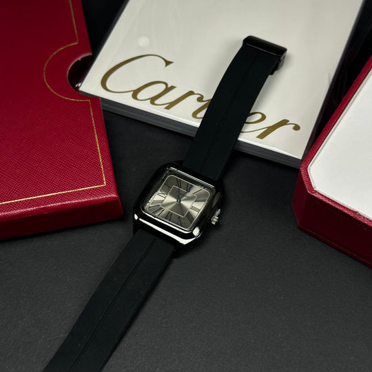Cartier Rubber Tank For Him – Black &amp; Silver
