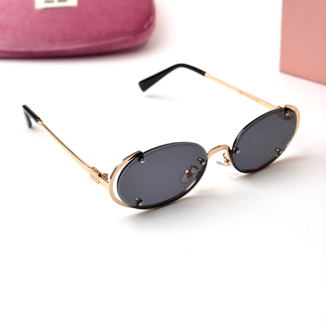 MIU MIU Logo MU A54S – Gold Black Smoke