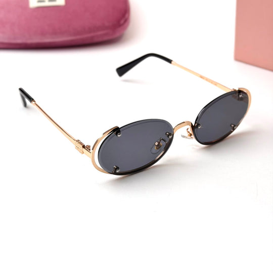MIU MIU Logo MU A54S – Gold Black Smoke