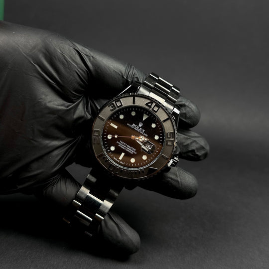 Rolex Yacht-Master “Automatic Style” For Him – Black Dial &amp; Platinum-Style Bezel