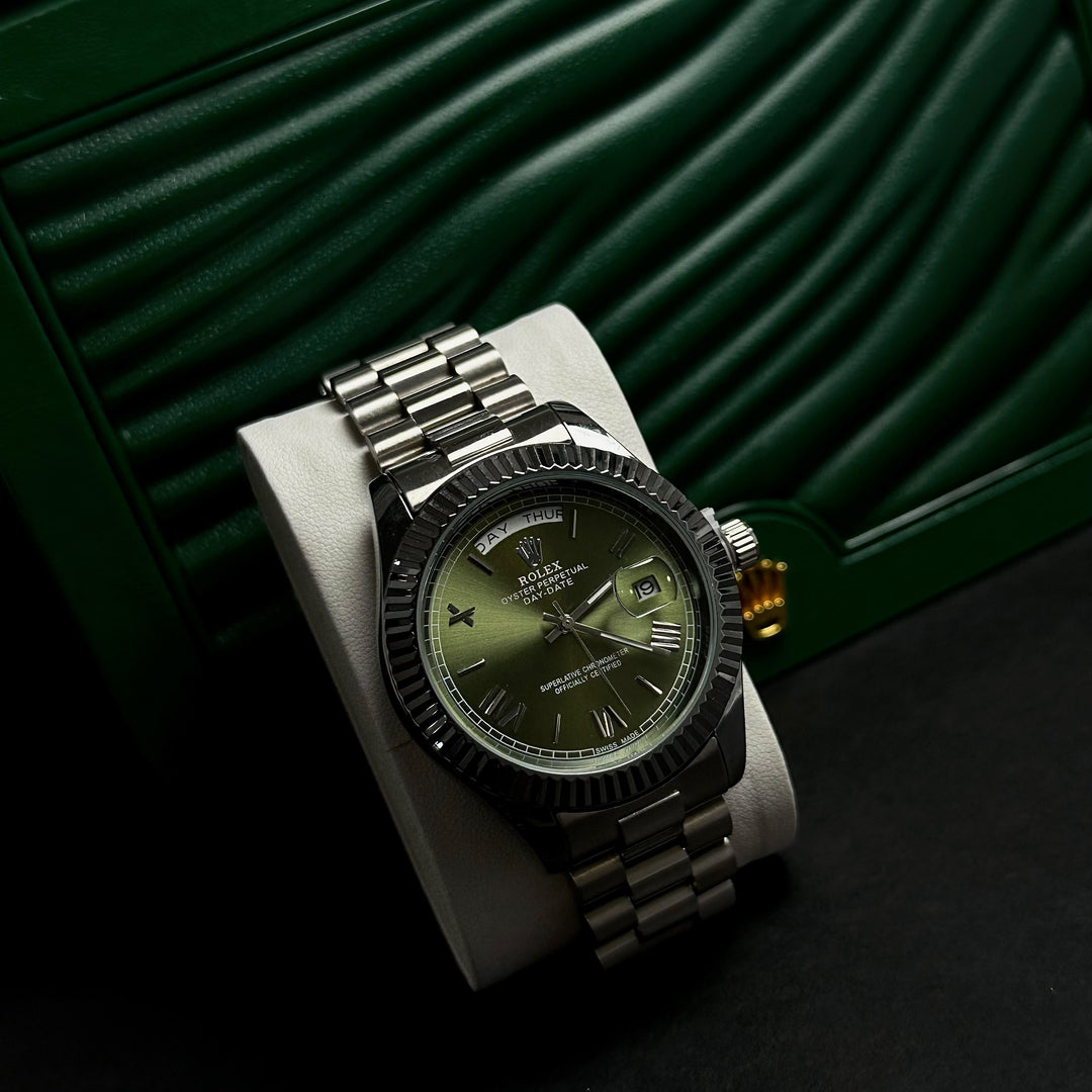 Rolex Day-Date For Him – Olive Green Dial &amp; Fluted Bezel