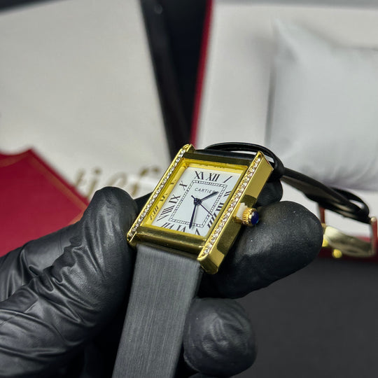 Cartier Tank Leather Must Style For Her – Gold &amp; Black