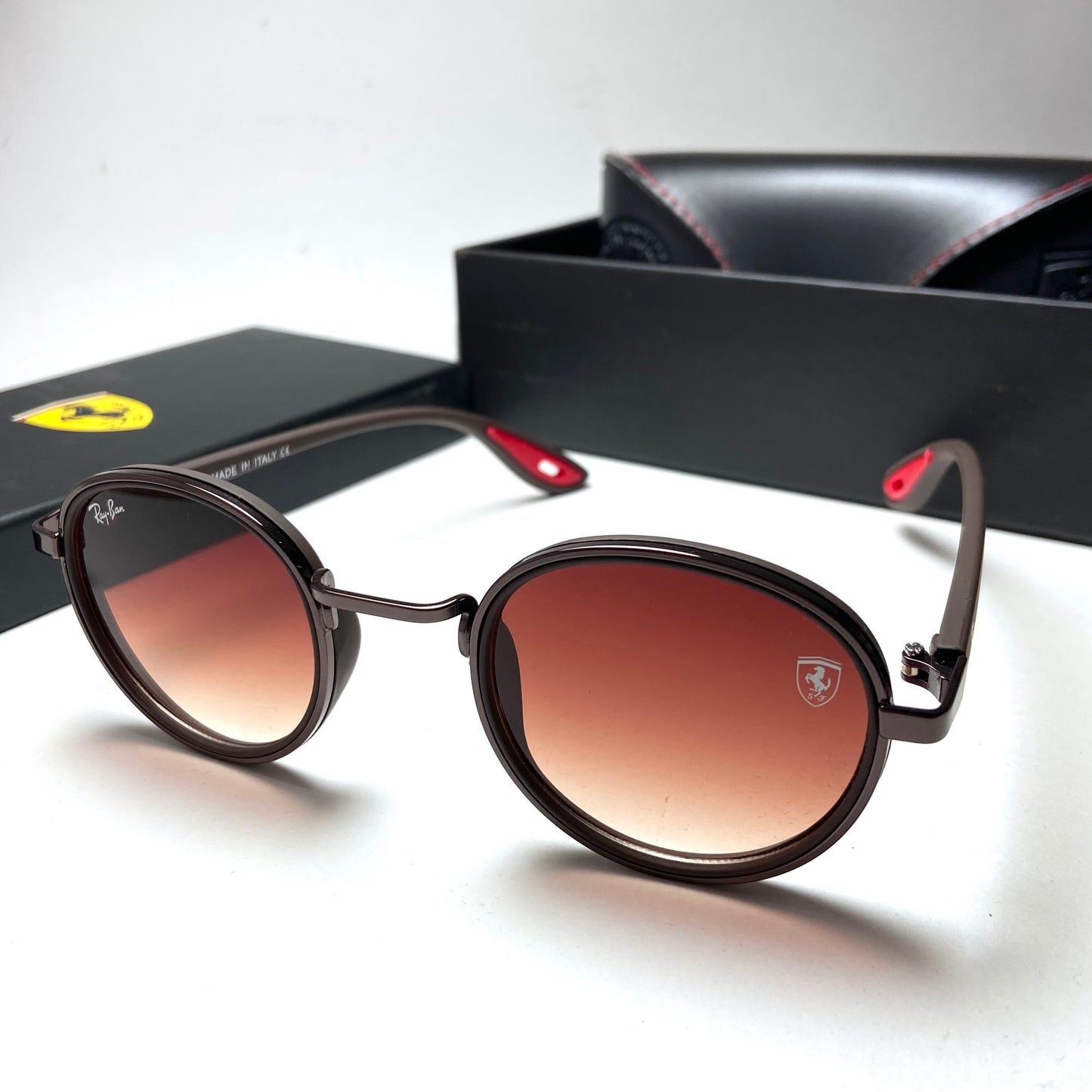 Ray Ban Round Scuderia Ferrari Brown