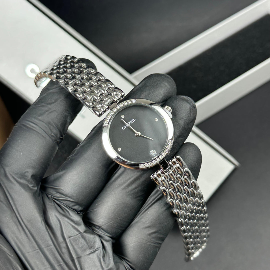 Chanel Crystal Round – Silver Black